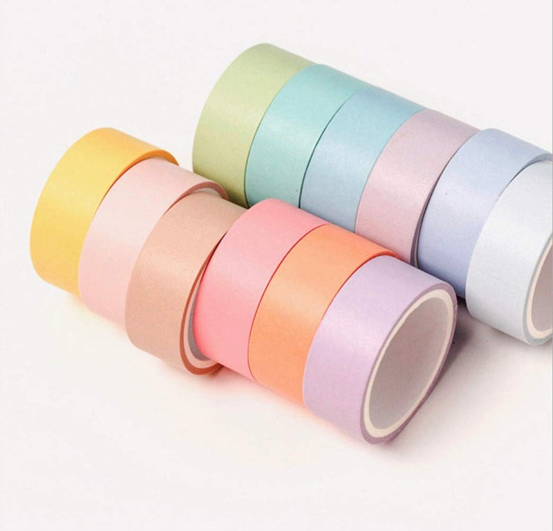 YUBBAEX Washi Tape 12 Rolls Rainbow Color Masking Decorative Tapes Set for Arts, DIY Crafts, Journals, Planners, Scrapbooking, Wrapping (15mm) - Image 2